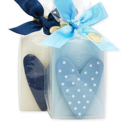 Sheep milk soap 100g, decorated with a heart in a cellophane, Classic/forget-me-not 