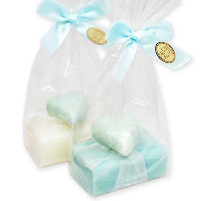 Sheep milk soap 100g, decorated with a heart packed in a cellophane bag, Classic/salt 