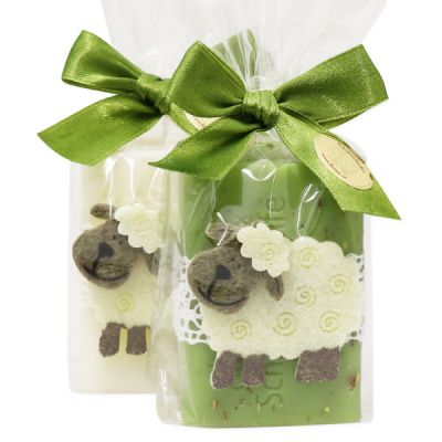 Sheep milk soap 100g, decorated with a sheep in a cellophane, Classic/verbena 