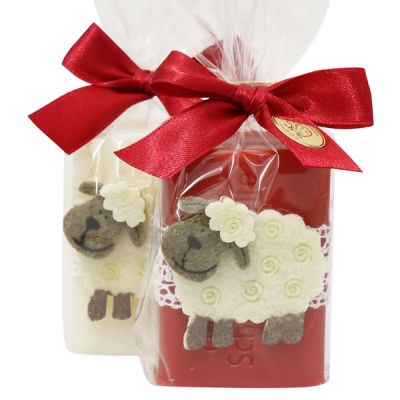 Sheep milk soap 100g, decorated with a sheep in a cellophane, Classic/pomegranate 