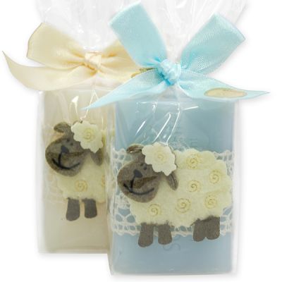 Sheep milk soap 100g, decorated with a sheep in a cellophane, Classic/forget me not 
