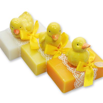 Sheep milk soap 150g, decorated with a duck, sorted 