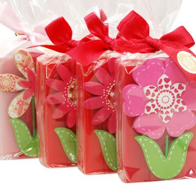 Sheep milk soap 150g, decorated with flower in a cellophane, sorted 