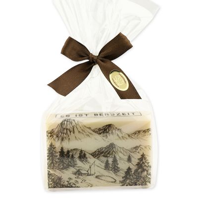 Sheep milk soap 150g packed in a cellophane bag "Es ist Bergzeit", Swiss pine 