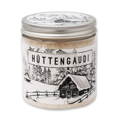 Bath salt 300g in a container "Hüttengaudi", Christmas rose white 