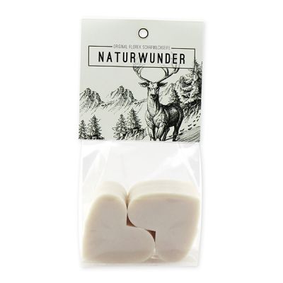 Sheep milk soap heart 4x23g packed in a cellophane bag "Naturwunder", Christmas rose white 