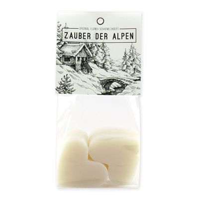 Sheep milk soap heart 4x23g packed in a cellophane bag "Zauber der Alpen", Edelweiss 