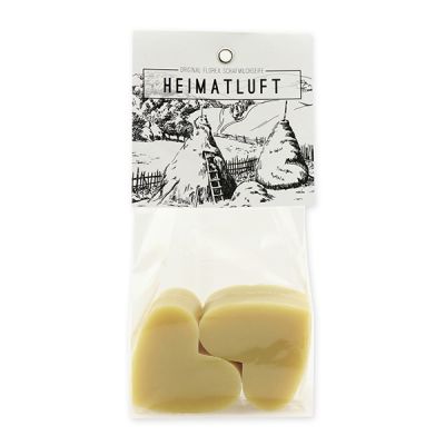 Sheep milk soap heart 4x23g packed in a cellophane bag "Heimatluft", Swiss pine 