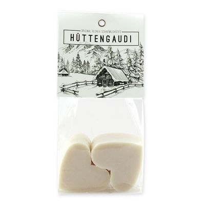 Sheep milk soap heart 4x23g packed in a cellophane bag "Hüttengaudi", Christmas rose white 