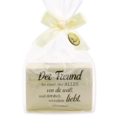 Sheep milk soap 150g packed in a cellophane bag "Der Freund ist einer...", Christmas rose white 