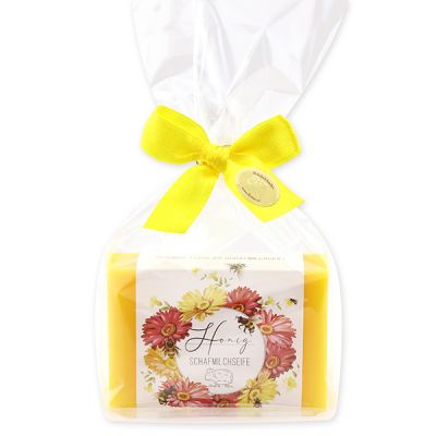 Sheep milk soap 150g in a cellophane bag "Einzigartige Augenblicke", Honey 