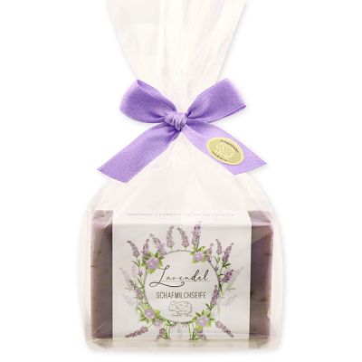 Sheep milk soap 150g in a cellophane bag "Einzigartige Augenblicke", Lavender 