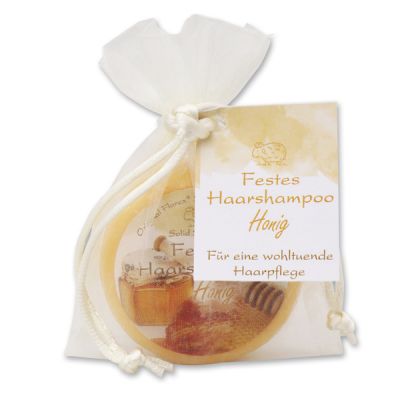 Solid hair shampoo with sheep milk 58g in organza bag, Honey 