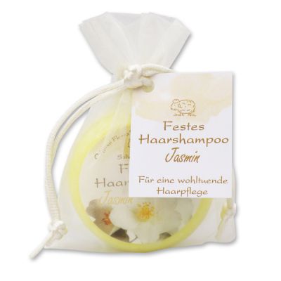 Solid hair shampoo with sheep milk 58g in organza bag, Jasmine 