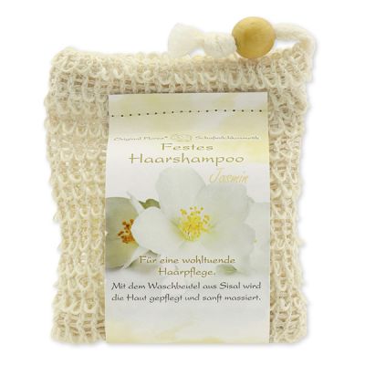 Solid hair shampoo with sheep milk 58g in a sisal wash bag, Jasmine 