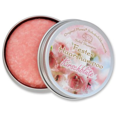 Solid hair shampoo with sheep milk 58g in a container, Cherry blossom 