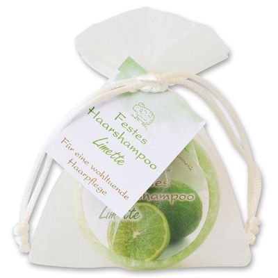 Solid hair shampoo with sheep milk 58g in organza bag, Lime 