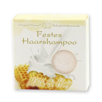 Solid hair shampoo with sheep milk 58g in paper box, Milk & honey 