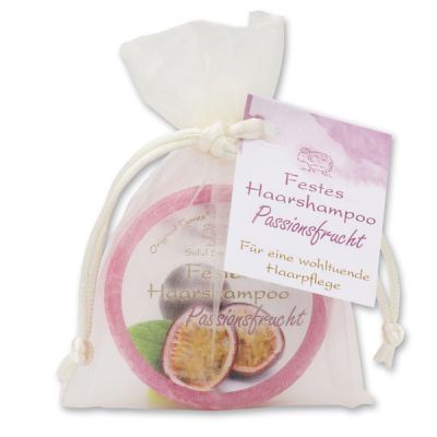 Solid hair shampoo with sheep milk 58g in organza bag, Passion fruit 