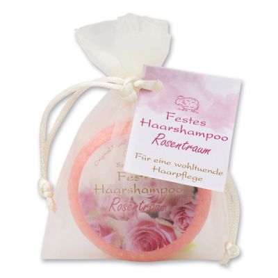 Solid hair shampoo with sheep milk 58g in organza bag, Dream of roses 