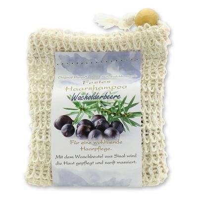 Solid hair shampoo with sheep milk 58g in a sisal wash bag, Juniper berry 