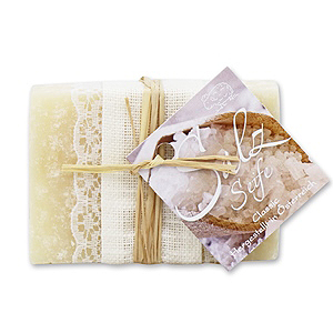 Cold-stirred special soap 100g decorated with a ribbon, Salt classic 