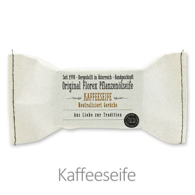 Kaltgerührte Spezialseife 100g im genähten Papierbeutel "Aus Liebe zur Tradition", Kaffee 