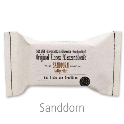 Cold-stirred soap 100g packed in a stitched paper bag "Love for tradition", Sea buckthorn 