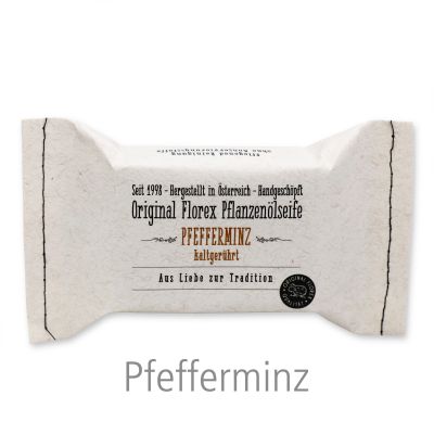Cold-stirred soap 100g packed in a stitched paper bag "Love for tradition", Peppermint 