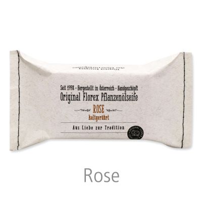 Cold-stirred soap 100g packed in a stitched paper bag "Love for tradition", Rose 