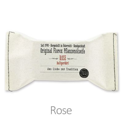 Cold-stirred soap 100g packed in a stitched paper bag "Love for tradition", Rose 