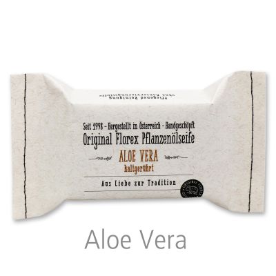 Kaltgerührte Seife 100g im genähten Papierbeutel "Aus Liebe zur Tradition", Aloe Vera 