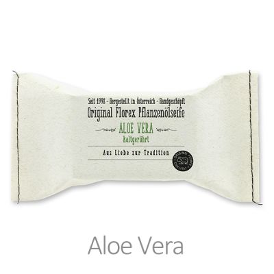 Kaltgerührte Seife 100g im genähten Papierbeutel "Aus Liebe zur Tradition", Aloe Vera 