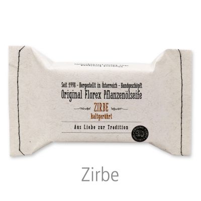 Cold-stirred soap 100g packed in a stitched paper bag "Love for tradition", Swiss pine 
