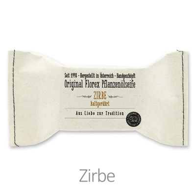 Cold-stirred soap 100g packed in a stitched paper bag "Love for tradition", Swiss pine 