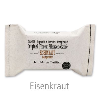 Kaltgerührte Seife 100g im genähten Papierbeutel "Aus Liebe zur Tradition", Eisenkraut 