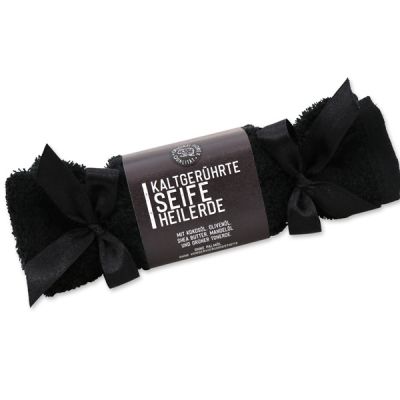 Cold-stirred special soap 100g in a washing cloth black "Black Edition", Healing earth 