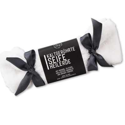 Cold-stirred special soap 100g in a washing cloth white "Black Edition", Healing earth 