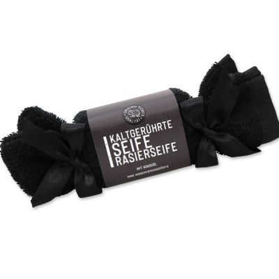 Cold-stirred special soap 90g in a washing cloth black "Black Edition", Shaving-soap 