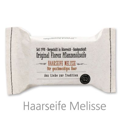 Cold-stirred special soap 100g packed in a stitched paper bag "Love for tradition", Hair soap melissa 