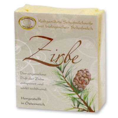 Cold-stirred sheep milk soap 150g with classic labelling, Swiss pine 