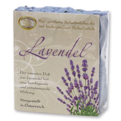 Cold-stirred sheep milk soap 150g with classic labelling, Lavender 