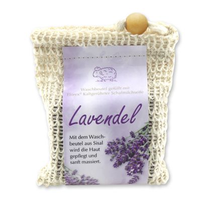 Cold-stirred sheep milk soap 150g modern packed in a soap holder, Lavender 