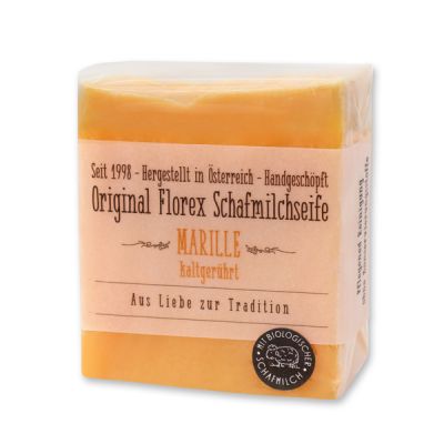 Cold-stirred sheep milk soap 150g in cello wrapped with transparent paper, Apricot 