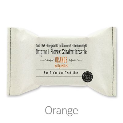 Kaltgerührte Seife 150g im genähten Papierbeutel, Orange 