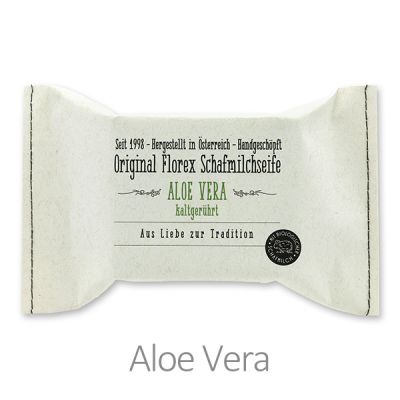 Kaltgerührte Seife 150g im genähten Papierbeutel, Aloe Vera 