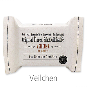 Kaltgerührte Seife 150g im genähten Papierbeutel, Veilchen 