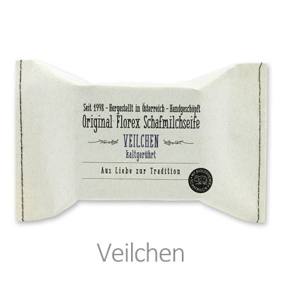 Kaltgerührte Seife 150g im genähten Papierbeutel, Veilchen 