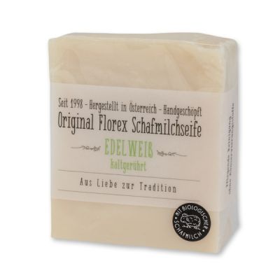 Cold-stirred sheep milk soap 150g in cello wrapped with transparent paper, Edelweiss 