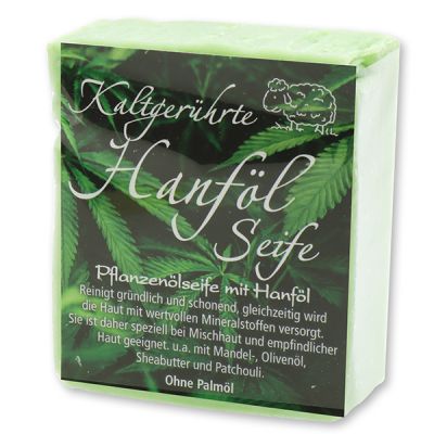 Cold-stirred sheep milk soap 150g with modern labelling, Hemp oil 